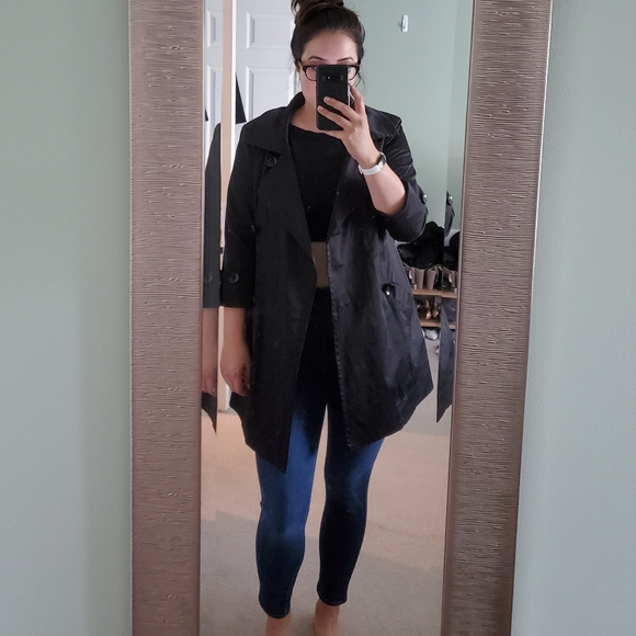 Bebe black trench coat jacket medium - Picture 5 of 13